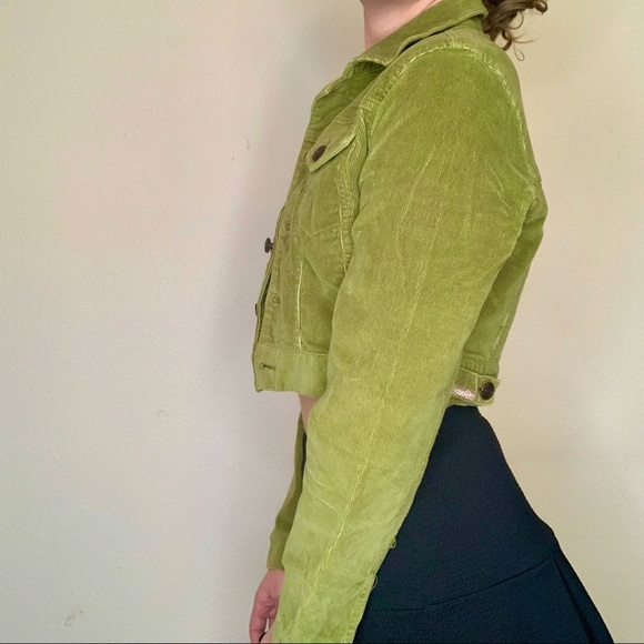 Authentic Vintage Y2K Green Corduroy Cropped Jacket - Picture 3 of 10